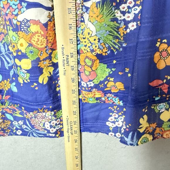 Shoshanna Dress Floral Blue Strapless Lined Cotton Silk Blend Mini Dress Women 2 - Picture 10 of 12